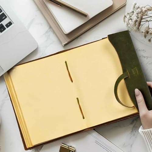LEATHER VILLAGE Leather Bound Journal - Green, 7"X5", 220 Pages - Vintage Blank Paper Diary for Writing, Drawing, Sketchbook, and Travel Notebook - Ideal for Women and Men thumbnail 2