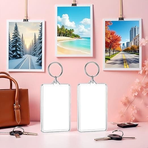 2pcs Clear Plastic Picture Frame Keychain Rectangle Shapes Blank Photo Keychains Photo Display Plastic Blank Keychain Clip Photo Holders Photo Albums, Frames and Accessories thumbnail 4