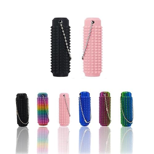 2Pcs Little Ouchies Pain Fidget, Fidget Toy for Adults, Hard Spiky Fidget Massage Keychain , 3D Printed Mini Pain Keychain Sensory Toy ,Novelty Gifts for Friends （Pink Black） - Image 1