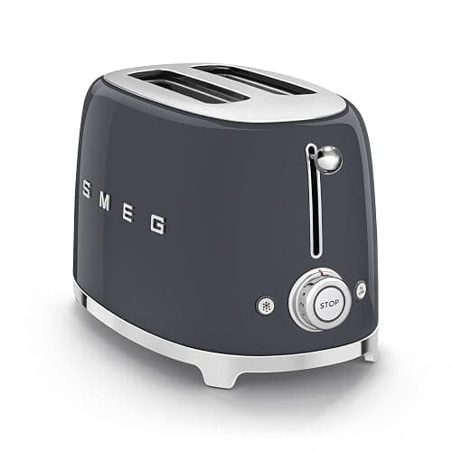 Smeg 50's Retro Style 2-Slice Toaster, 6 Browning Levels, Toast 1 Side, Reheat or Defrost, Removable Stainless Steel Crumb Tray, Slate Grey, TSF01GRUS thumbnail 3