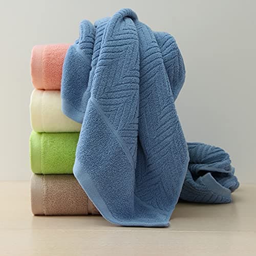 YiLUOMO Blue Hand Towel Set of 2 100% Cotton Terry Striped Pattern Ultra Soft Absorbent Hand Towel for Bathroom Summer Decorative13 X 29" thumbnail 4