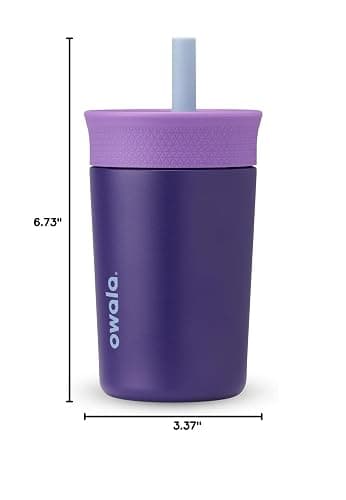 Owala Tumbler Kids Stainless Steel Water Bottle 12 oz Peacock Palace | Insulated | Spill-Resistant Lid | Reusable Straw | Double-Wall Vacuum Insulation | Cup-Holder Friendly thumbnail 2