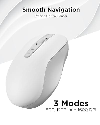 Lenovo Bluetooth Silent Mouse (WL300) - 5 Button Computer Mouse with Silent Left & Right Click – Sculpted Grip, Microsoft Swift Pair, Up to 1600 DPI (White) thumbnail 5