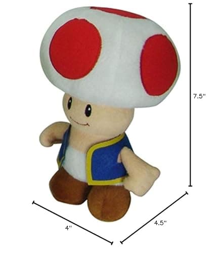 Little Buddy Super Mario All Star Collection 1417 Toad Stuffed Plush, Multicolored,7.5" thumbnail 2