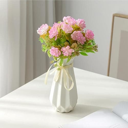 Origami Ceramic Vase with Ribbon, 7.9" H, Artistic Design Flower Vase Geometrical Style for Modern Home Decoration thumbnail 6