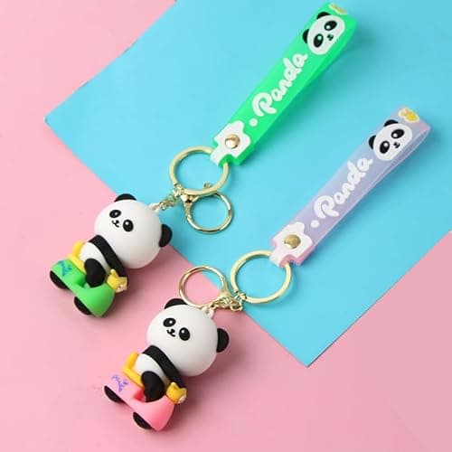 Ximimark 4 pcs Cute Bamboo Panda Keychain - Soft Rubber Pendant for Small Gifts and Hanging Ornaments thumbnail 6