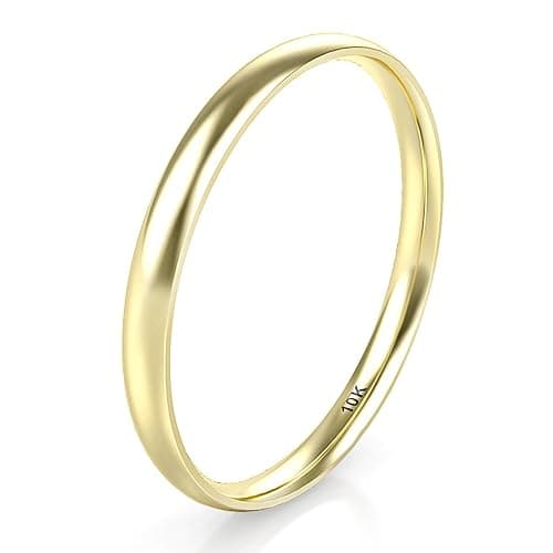 10K White/Yellow/Rose Gold 2MM Round Dome Wedding Band Ring - Image 1