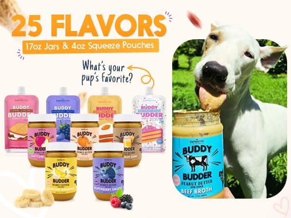 BUDDY BUDDER Barkin Banana + Pumpkin Pup, 100% All Natural Dog Peanut Butter, Peanut Butter Dog Treat, Made in USA (Set of 2 | 17oz ea) thumbnail 4