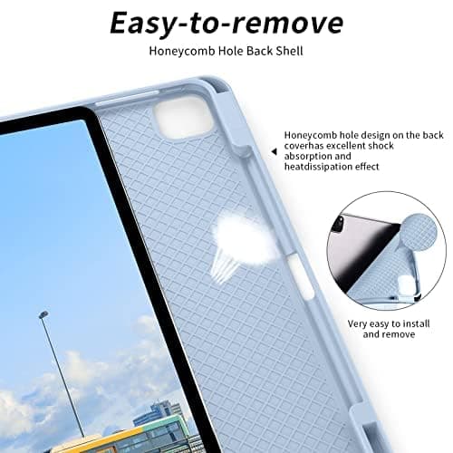 KenKe Case for iPad Pro 12.9 Inch (6th/5th, 2022/2021), for iPad Air 13 Inch (M3/M2, 2025/2024) with Pencil Holder, Smart Trifold Stand Cover & Auto Wake/Sleep for iPad Pro 12.9 Case, Sky Blue thumbnail 7