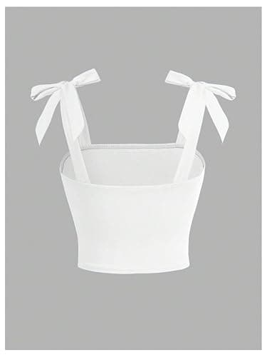 SOLY HUX Girl's Square Neck Crop Tank Top Sleeveless Bow Tie Camisole Ruched Cute Clothes thumbnail 2