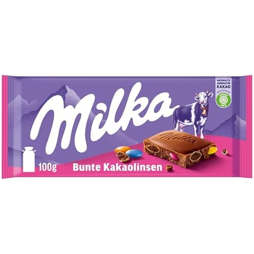 Milka Schokolade mit bunten Kakaolinsen – Alpenmilch-Schokolade mit knackigen Schoko-Linsen – 100g - Image 1