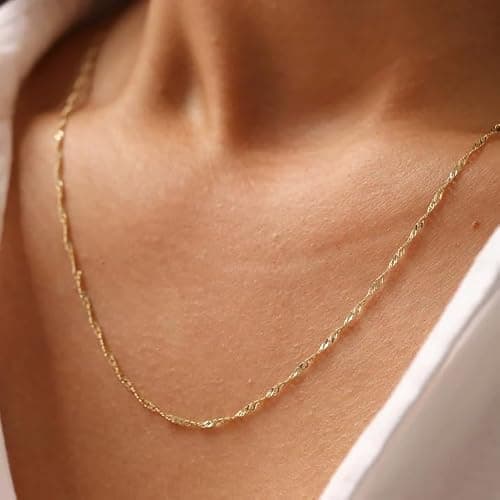 Elegance 11 designs Gold Plated Thin Chain Layered Necklaces For Women Non Tarnish,18k Gold Plated Stainless Steel Dainty Waterproof Gold Necklace Set Stack For Women Gifts Jewelry thumbnail 2