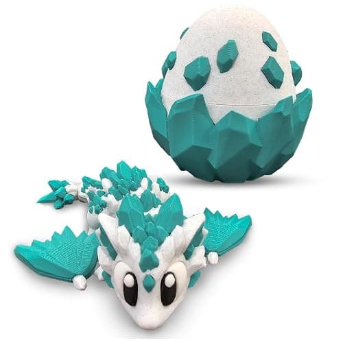 Articulated Dragon with Fantasy Egg – 3D Printed Mythical Creature Gift, Posable Jointed Companion, Collectible Detailed Shelf or Desk Decoration - for Adults (Emerald Dragon + Egg) - Image 1