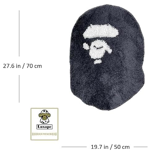 Luxape Bape Rug - Handmade & Premium- 28in W * 20in L (70 * 50cm) - Hypebeast Rug - Hypebeast Rug Decor - Living Room, Bedroom, Children Room, Door mat - A Bathing APE Rug (Blue Camo) (Gorilla) thumbnail 3