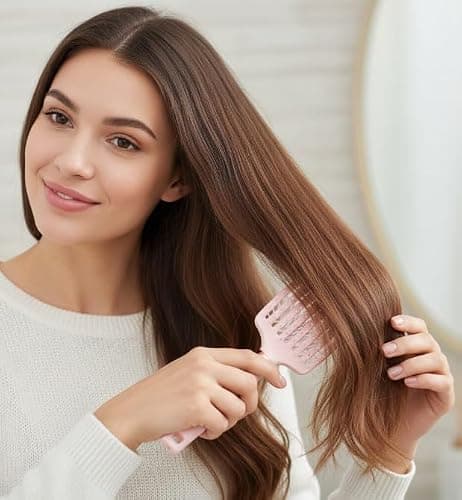 Mineroll Detangler Hair Brush – Soft Bristle Vent Brush for Wet & Dry Hair, Pain-Free Detangling for Curly, Wavy, Fine & Straight Hair, For Women, Men & Kids (Pink) thumbnail 8