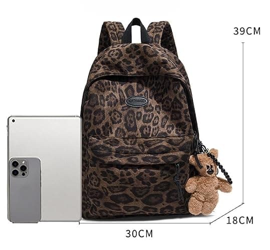 HOKMAH Fashion Cheetah Backpack Shoulder Bag, Trendy y2k Design Daypack Bookbag Leopard Print Coquette Purse Women Men Daily (Brown) thumbnail 8