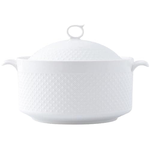 Hgjgwqh White Ceramic Round Tureen Round Porcelain Serving Soup Tureen, Heat-Resistant Premium Ceramic Bowls Lid Cooking Soup for Restaurant Home Kitchen Decoration, White Porcelain,9inch - Image 1