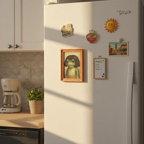 Funny Frog Fridge Magnet Kitchen Decor, Funny Mini Green Frog Haircut Wood Refrigerator Magnets, Cute Vintage Modern Kitchen Decor for Home Office Decoration(1pc) thumbnail 3