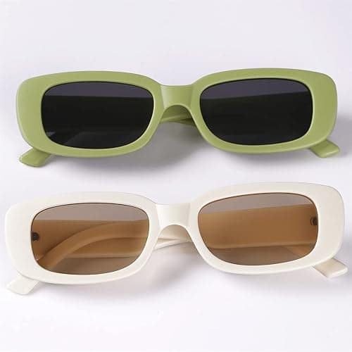 Tskestvy 4 Pieces Retro Vintage Sunglasses Small Square Rectangle 90s Glasses Trendy Y2K for Women Aesthetic Accessories thumbnail 5