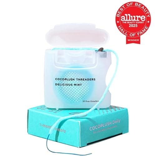 Cocofloss CocoPlush Threaders, Dental Floss for Implants, Bridges, and Braces, Mint, Waxed, Dentist-Designed Oral Care with Coconut Oil, 30 Per Pack thumbnail 2