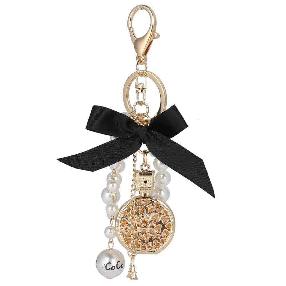 Keychain Fragrance Bottle Shape Alloy Bowknot Keychain Handmade Keychain Keychain Decoration for Girls - Image 1