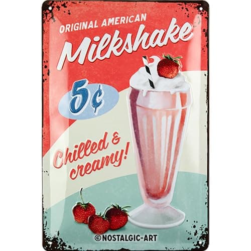 Nostalgic-Art Retro tin sign, 7.9" x 11.8", Milkshake – Gift idea for diner fans, made of metal, vintage design - Image 1