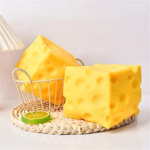 💕Squishy Fidget Toy Giant Cheese Squeezable Stress Relief Sensory Toys for Adults, Cute Party Favors, 3.94x3.94x3.54'' thumbnail 3