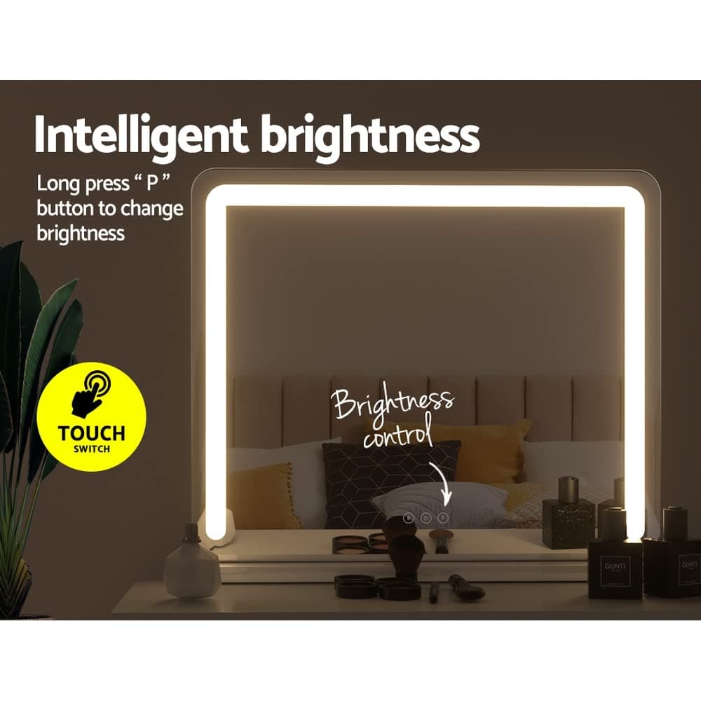 Embellir Large Makeup Mirror, Vanity Mirrors Beauty Cosmetic Dressing Bathroom Decor, LED Strip with 10X Magnification Frameless Tabletop Lights Rectangle Dimable thumbnail 4