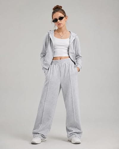 Kxuryueo Teen Girls Sweatpants 2 Pack Wide Leg Baggy Sweat Pants with Pockets Size 7-16 thumbnail 2