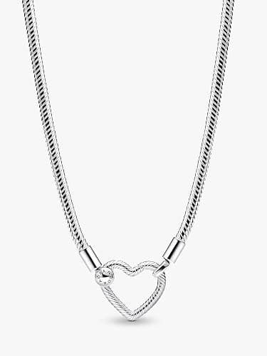 PANDORA Heart Closure Snake Chain Necklace, 17.7" | Sterling Silver Charm Necklace, Compatible with PANDORA Moments, Jewelry for Women with Gift Box thumbnail 6