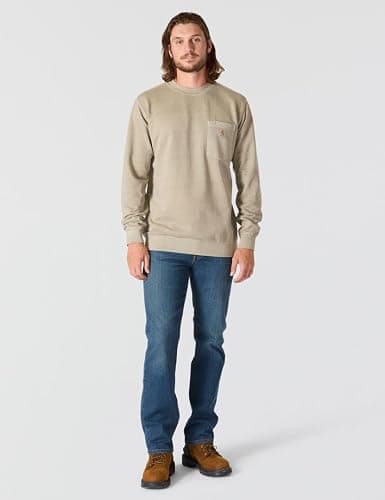 Carhartt mens Relaxed Fit Midweight Garment Dye French Terry Crewneck Pocket Sweatshirt thumbnail 4