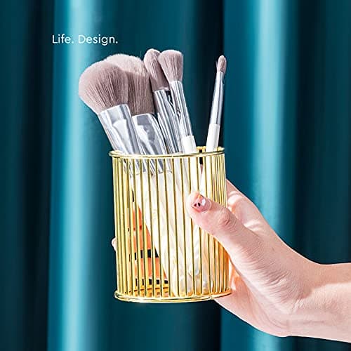 HSYMQ Gold Metal Pen Holder for Desk, Makeup Brushes Cup, Pencil Holders, Office&Home Organizer thumbnail 4