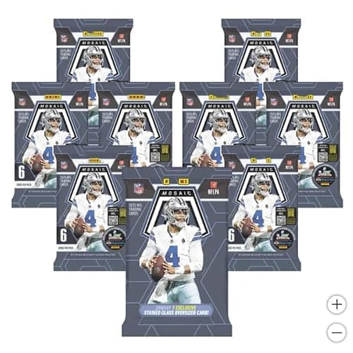 Paniini Mosaic Football Bundle 2025 Sealed Box - 1 Stained Glass Oversized Card with 8 Mosaic Football Pack thumbnail 2