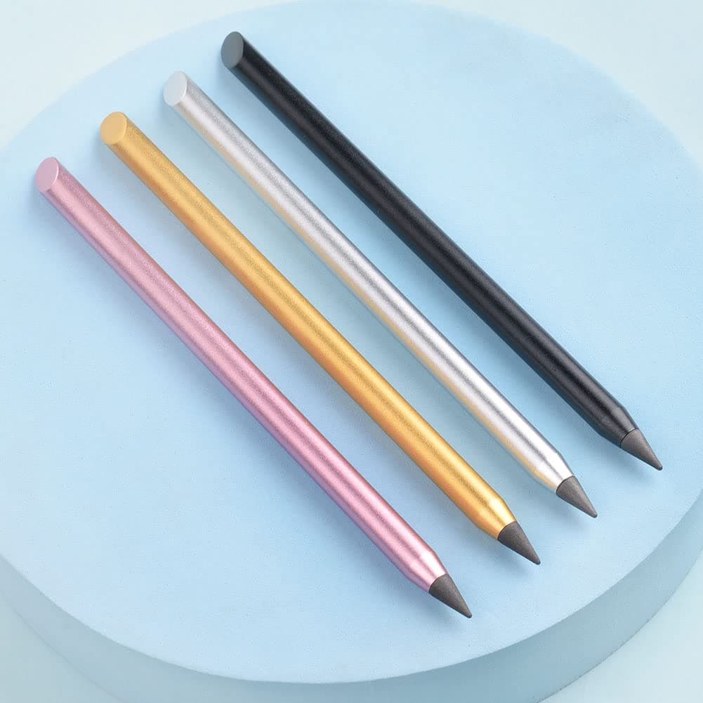 AUAUY Ink Free Pen, Portable Eternal Metal Pen, Interchangeable with 2 Spare Tips, for Writing, Home, Office, Drawing, Delivery, 2pcs (Black + Silver) thumbnail 9