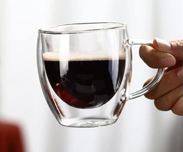 BOQO 8oz Cappuccino Glass Mugs, Glass Coffee Mugs, 4 Pack Clear Coffee Cups with Handles,Double Wall Insulated Drinking Glasses Coffee Mug,Latte Espresso Cups Glassware - 4x8oz thumbnail 6