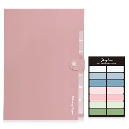 SKYDUE 8 Pockets Expanding File Folders, Accordion Folders, Portable Paper Bill Receipt Organizer, Letter Size, Home College School Office Supplies, Pink thumbnail 4