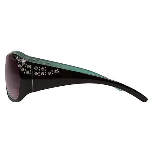 Piranha Aubrey Large Oval Black & Turquoise Women's Sunglasses w/Rhinestone thumbnail 5