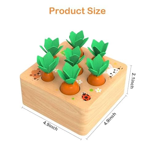 Montessoritoys for 1 Year Old, Wooden Toys Developmental Shape Sorting & Matching Puzzle Carrots Harvest Game, Birthday Gifts for Toddlers Babies Boys and Girls 6-12 Months Christmas thumbnail 3