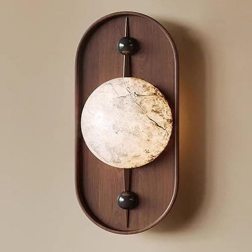 JIANGXMF Retro Industrial Farmhouse Interior Wall Sconce, Round Marble Lampshade Wall Light, Marble with Texture Wall Lamps, 5W Warm Light LED Wall Mount Lamp, Hotel Atmosphere Decorative Lamp thumbnail 7
