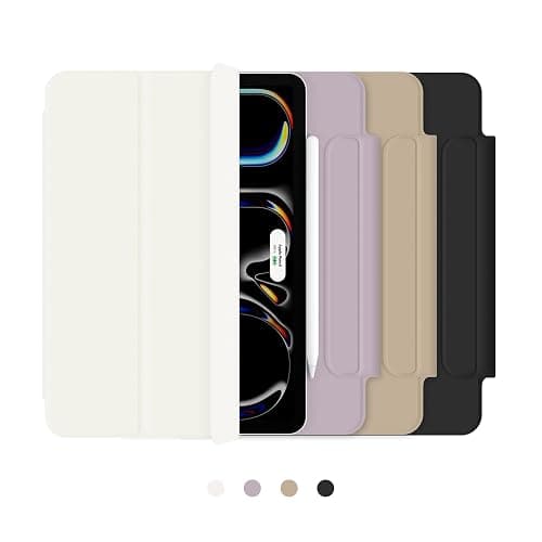 Dwopar for iPad Pro 11 inch M5/M4 Case (6th/5th Generation, 2025/2024), Auto Sleep/Wake and Magnetic Closure, Slim Trifold Stand Case, PU Leather Cover,Support Apple Pencil Pro, White thumbnail 9
