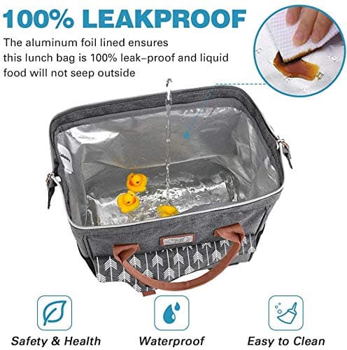Lekesky 10L Insulated Lunch Bag for Women for Work Lunch Tote, Grey thumbnail 7