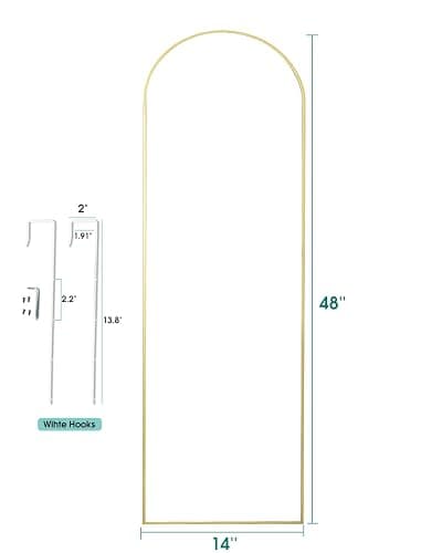 NEARBYSD 48"x14" Gold Full Length Mirror | Door Hanging, Over the Door, For Bathroom, Bedroom, Living Room & Locker Room thumbnail 2