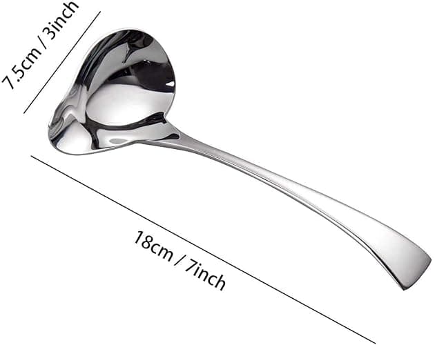 IMEEA Gravy Spoon Mini Gravy Ladle Drizzle Spoon 18/10 Stainless Steel Small Ladle for Sauce Serving, Set of 2 thumbnail 3