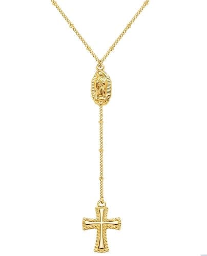 Easter Basket Stuffer Cross Necklace for Women Girls, Dainty 14K Gold Silver Plated Cross Choker Jewelry Non Tarnish Waterproof Cute Simple Small Necklace Christian Baptism Religious Faith Jewelry Gifts - Image 1