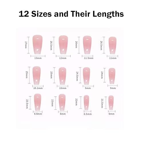 Hkanlre Bling Coffin Press on Nails Fake Nails Tips Full Cover Medium False Gradient Nails for Women and Girls 24PCS (Coffin pink) thumbnail 5