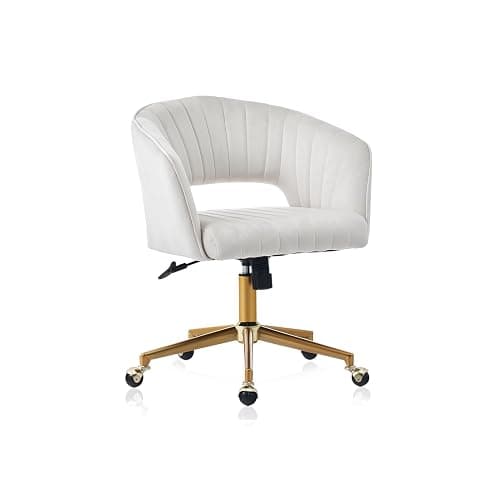ECHINGLE Home Office Chair,Velvet Desk Chair,Ergonomic Adjustable 360 Swivel Vanity Chair for Home, Bedroom, Vanity Study(Beige) - Beige thumbnail 7