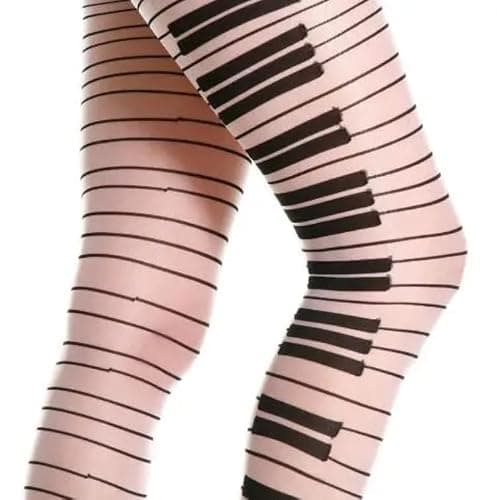 TYATVS Womens Whimsy Twee Piano Tights Funky Patterned Stockings Emo Goth Whimsy Clothes Y2k Aesthetic thumbnail 3