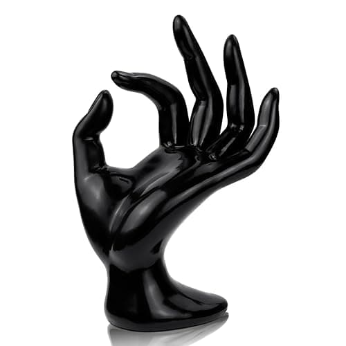 yuntop 1 Pack Hand Form Ring Holder Mannequin Hand Jewelry Organizer Stand Watch Stand Bracelet Ring Support Aesthetic Rack (Black) - Black