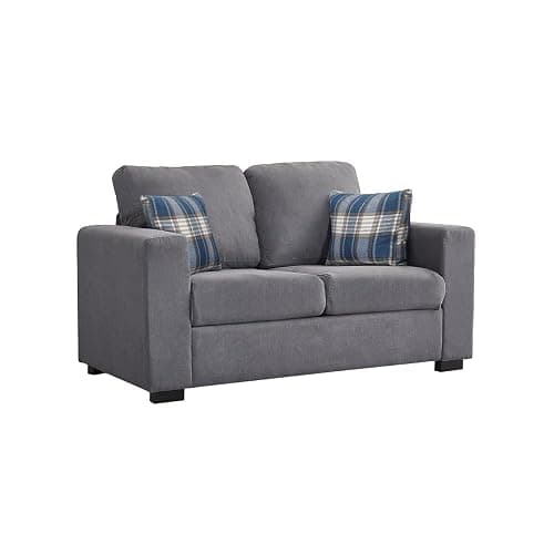 Panana Modern Linen Fabric Corner Settee - 2 Seater or 3 Seater, Compact Living Room Sofa with 2 Free Back Cushions (Grey) thumbnail 4