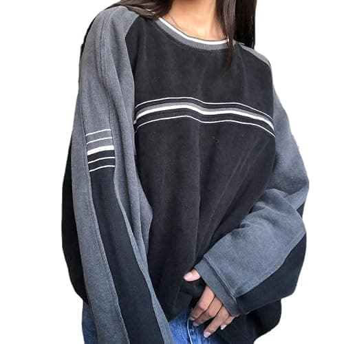 Y2K Grunge Striped Sweatshirt Oversized Long Sleeve Preppy Alt Pullover Korean Aesthetic Harajuku Clothes - Image 1